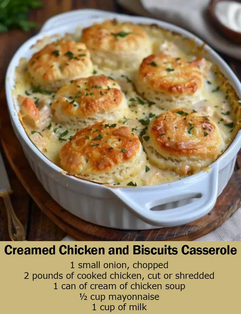Creamed Chicken and Biscuits Casserole